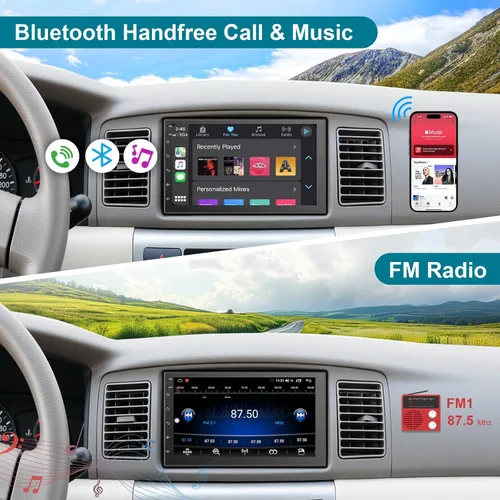Miniatura 7 de Estéreo de coche de doble DIN de 7 pulgadas inalámbrico CarPlay inalámbrico Android Auto, Android 2+32G pantalla táctil unidad principal de radio
