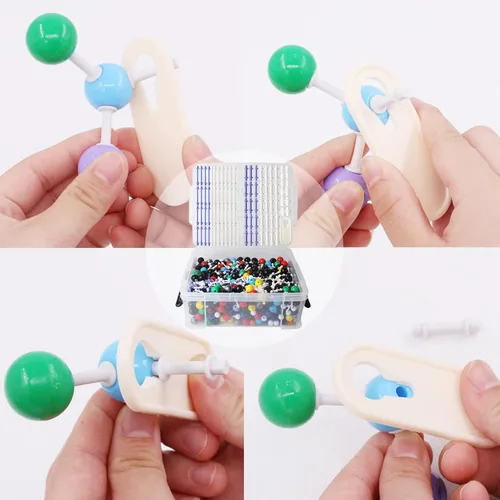 Miniatura 7 de Kit de modelo de estructura molecular, modelo de bola molecular de 974 piezas, con nube atómica/de carga, kit de modelo orgánico/inorgánico