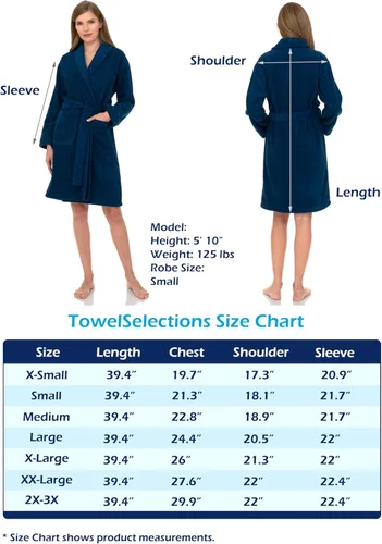 Miniatura 6 de Bata de baño TowelSelections de algodón turco de rizo corto, hecho en Turquía, para mujer