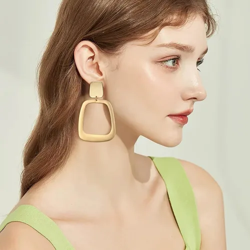 Miniatura 2 de Juego de 2 a 3 pares de aretes de gota de clip, aretes de oro mate, aretes de declaración de joyería para mujer
