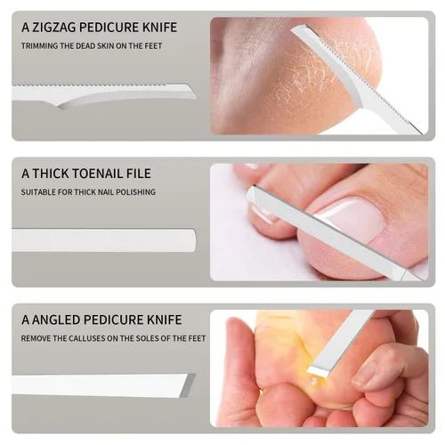 Miniatura 5 de ZIZZON Juego de 7 limas y levantadores de uñas encarnadas, kit de eliminación de uñas encarnadas de acero inoxidable, herramientas de pedicura