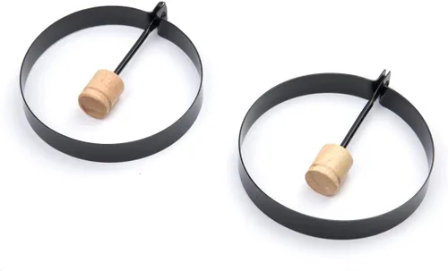 Fox Run Anillo de huevo antiadherente con mango plegable, juego de 2