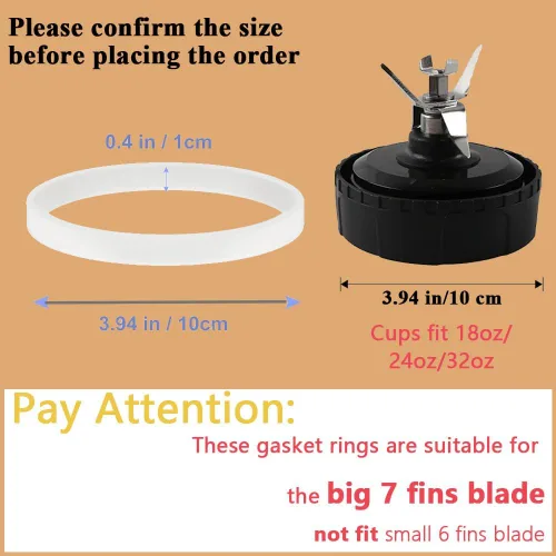 Miniatura 2 de Juego de 6 juntas de repuesto para Ninja 7 aletas Blender Blade Sellos de 3.9 in de goma para Ninja Blender BL480 BL680 BL910 CT680