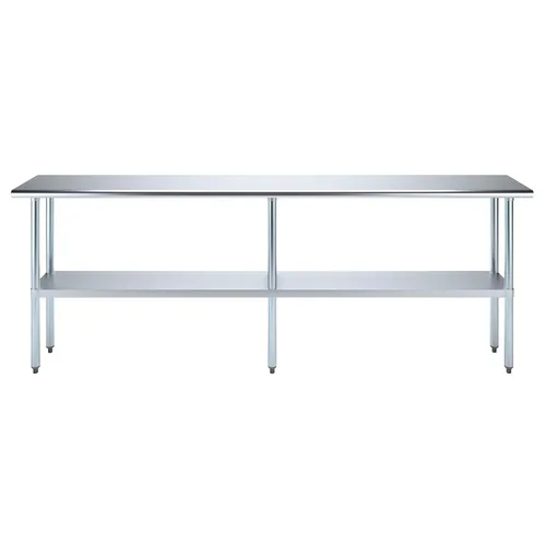 Miniatura 2 de AmGood Mesa de trabajo de acero inoxidable con estante inferior Preparación de alimentos NSF Estación de trabajo utilitaria