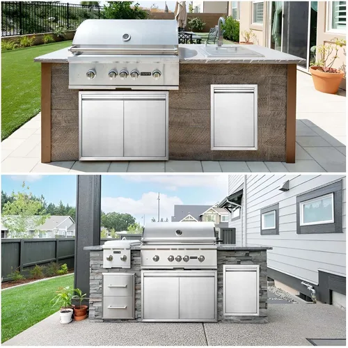 Miniatura 8 de JIE JIN Puerta de Acceso para Parrilla 24" An X 24" Al Puertas de Cocina Exterior Puertas Dobles Engrosadas Acero Inoxidable 304 Accesorios