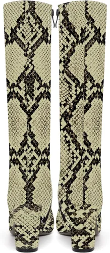 Miniatura 4 de AMBELIGHT Botas altas hasta la rodilla con cremallera y puntera puntiaguda para mujer, de patente sólida, tacón alto, 3.3 pulgadas