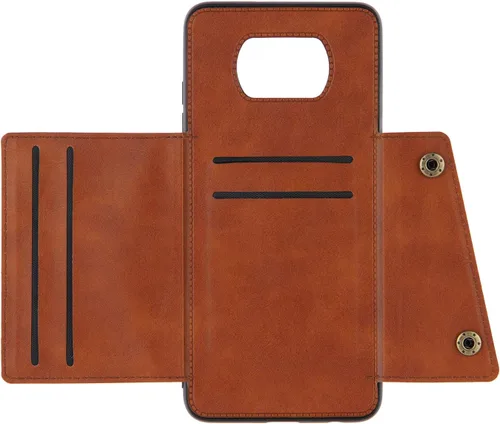 Miniatura 3 de Funda con tarjetero para Xiaomi Poco X3/X3 NFC/X3 Pro, parte trasera con piel sintética plegable doble hebilla multifunción bolsa para tarjetas