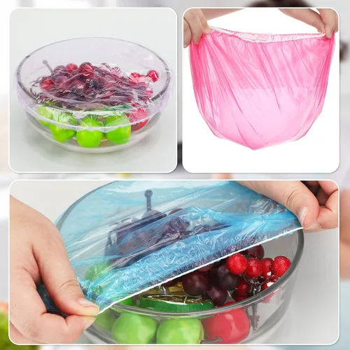 Miniatura 6 de Cunhill 200 fundas de plástico para tazones de 5 tamaños a granel, envoltura de plástico reutilizable para alimentos, masa madre y pan, fundas