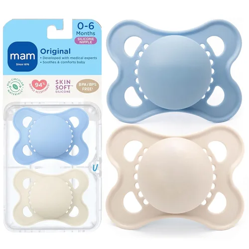 MAM Chupetes de bebé mate originales, Binky para niños de 0 a 6 meses, pezón de silicona sin BPA, fácil de limpiar, lo mejor para bebés recién