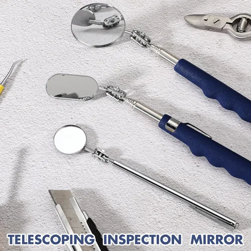 Miniatura 4 de Copkim 3 piezas de espejo de inspección telescópico de acero inoxidable con mango largo herramienta de espejo mecánico extensible para técnicos