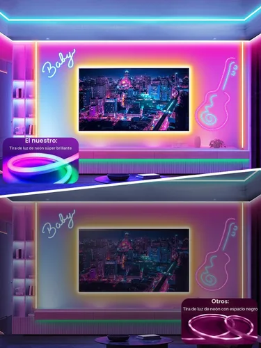 Miniatura 2 de Ledagic - Tira de luces LED de neón RGB de 10 pies con control remoto y aplicación, tiras de luces LED de neón impermeables IP65 para exteriores
