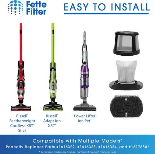 Miniatura 5 de Fette Filter - 2 HEPA + 4 filtros de espuma compatibles con Bissell Adapt Ion PowerLifter ReadyClean XRT, Adapt Ion Pet 2286, 2286A, 22862, 2387