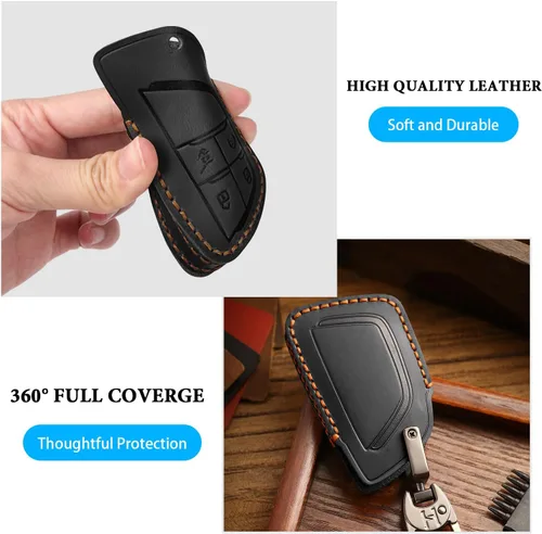 Miniatura 5 de MILD EAST Funda de llavero de cuero genuino para Chevy, funda de llavero inteligente compatible con 2021/2022/2023/2024/2025 GMC Yukon Denali Sierra