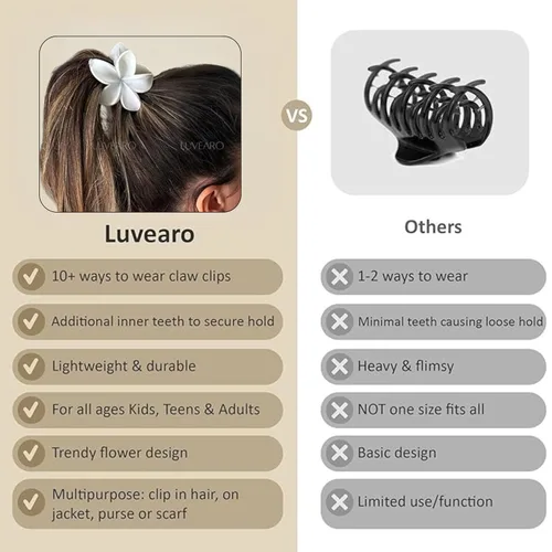 Miniatura 8 de Pinzas para el pelo de flores para mujeres y niñas, de cabello grueso a fino, medianas, bonitas, pinzas decorativas de plumeria, accesorios