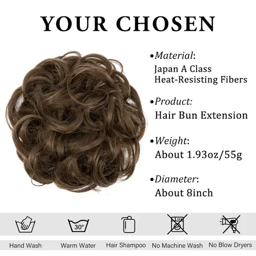 Miniatura 2 de CJL HAIR - Extensión de cabello grueso, ondulado o rizado, sintético, tipo cola de caballo o rodete desordenado, grande, para recoger el cabello
