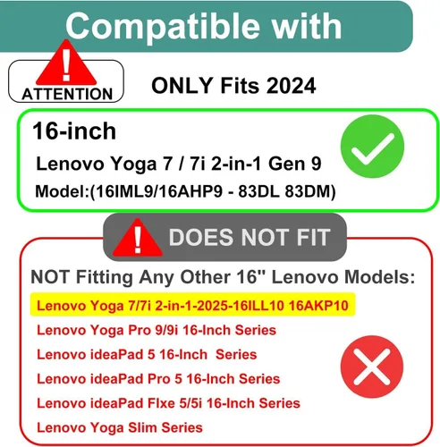Miniatura 2 de Paquete de 2 protectores de pantalla con bloqueo de luz azul para Lenovo Yoga 7/7i 2 en 1 de 16 pulgadas 2024 Gen 9 (16IML9/83DL, 16AHP9/83DM), Anti