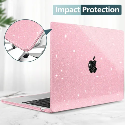 Miniatura 6 de TWOLSKOO Compatible con funda para MacBook Air M4 de 15 pulgadas versión 2025-2023 M4 A3241 M3 A3114 M2 A2941, carcasa rígida de plástico y rosado
