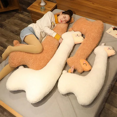Miniatura 9 de Almohada de felpa de llama, almohada de cuerpo largo de felpa de alpaca de 51 pulgadas, animal de peluche de alpaca, regalo de Navidad y cumpleaños