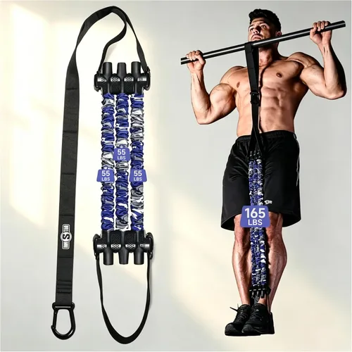 Miniatura 11 de Innstar Pull Up Assistance Bands, Heavy Duty Resistance Band for Pull Up Assist, Adjustable Resistance 165-265lbs with Fabric Feet/Knee Rest, Pull
