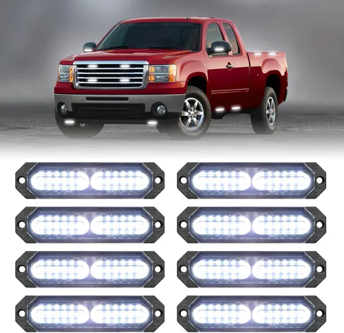 Miniatura 19 de HLauto 1200T Luces de rejilla estroboscópicas de emergencia: 8 piezas 12 LED con función de sincronización, luces de advertencia de seguridad