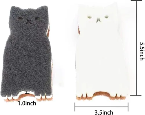 Miniatura 6 de Esponjas de cocina reutilizables, esponja de plato con forma de gato para lavar platos, esponjas antiarañazos para lavar platos, esponja