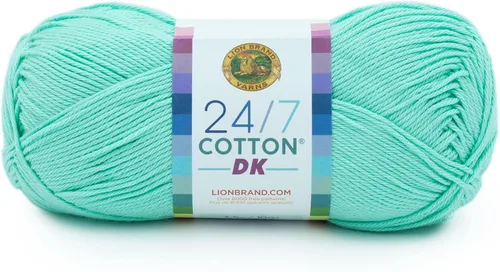 Miniatura 43 de Lion Brand Yarn Estampados DK de algodón 24/7, hilo para tejer, ganchillo y manualidades, azul, paquete de 1 Cotton Yarn for Knitting, Crochet