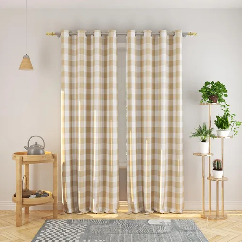 Miniatura 94 de Cortinas de 24 pulgadas de largo con diseño Buffalo Check Gingham Plaid para ventanas de cocina y baño, tratamiento para ventanas con 2 paneles