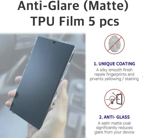 Miniatura 3 de [5+2] 5 protectores de pantalla de película de TPU antirreflejos (mate) + 2 protectores de lente compatibles con Samsung Galaxy S24 Ultra 5G 2024