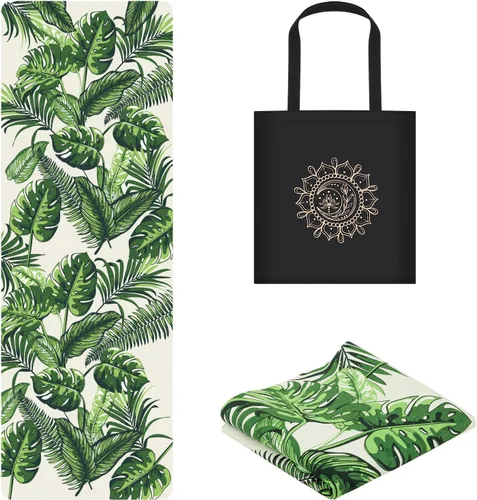Tapete de yoga de viaje, antideslizante, plegable, con bolsa de transporte para yoga, ejercicio, pilates, 0.059 in de grosor, ligero, esterilla de