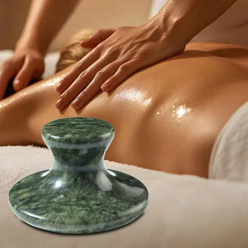 Miniatura 2 de gemshan Piedra de masaje, rocas calientes naturales de 3.5 pulgadas, herramienta de masaje corporal Gua Sha para masaje de celulitis, drenaje Jade