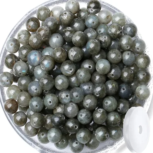 Miniatura 20 de QINJIEJIE 105 piezas de cuentas de piedra de 7 chakras de 8 mm, cuentas naturales redondas sueltas de gemas para pulseras, cuentas de cristal