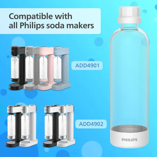 Miniatura 2 de Botellas Carbonatadoras Philips ADD910WHOQ/37, 1L Paquete Doble Botellas Reutilizables de PET para Fabricadora de Agua Espumosa Compatible, 2