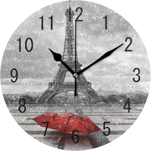 Miniatura 8 de ALAZA Decoración del hogar Hermosa flor mariposa redondo acrílico 9.5 pulgadas reloj de pared sin tictac silencioso arte para sala de estar, cocina