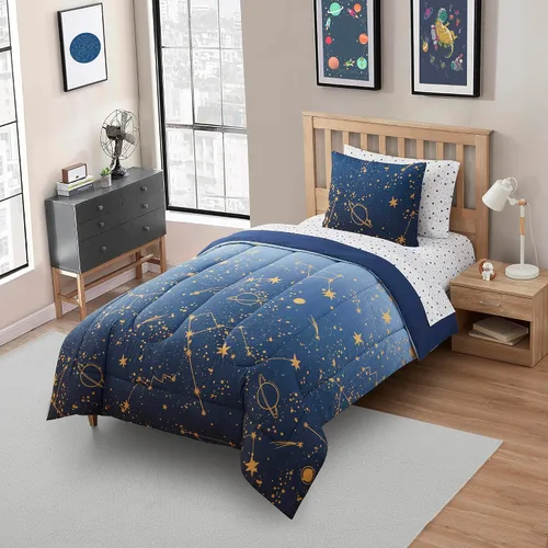 Miniatura 36 de Juego de ropa de cama para niños en una bolsa para niños y niñas, juego de sábanas impresas y edredón, individual, Waterbury Marble Mármol Waterbury