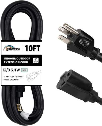 Miniatura 10 de Cable de extensión para interiores y exteriores, resistente a la intemperie, certificación UL, calibre 16, 30 pies, color blanco, 3 clavijas