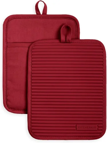 Miniatura 24 de KitchenAid - Juego de agarraderas de silicona suave y acanalada, azul Willow, 7 x 9 pulgadas Willow azul