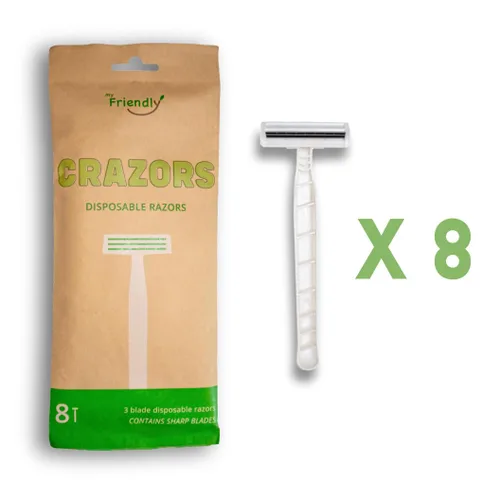 Miniatura 4 de MyFriendly - 3 cuchillas de afeitar desechables para hombre y mujer, afeitadora de un solo uso para el cuerpo y la cara, material crudo