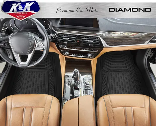 Miniatura 6 de K&K Auto Accessories 3D - Tapete grueso para piso de automóvil, 8 libras, resistente, duradero, universal, diamante negro, plato profundo