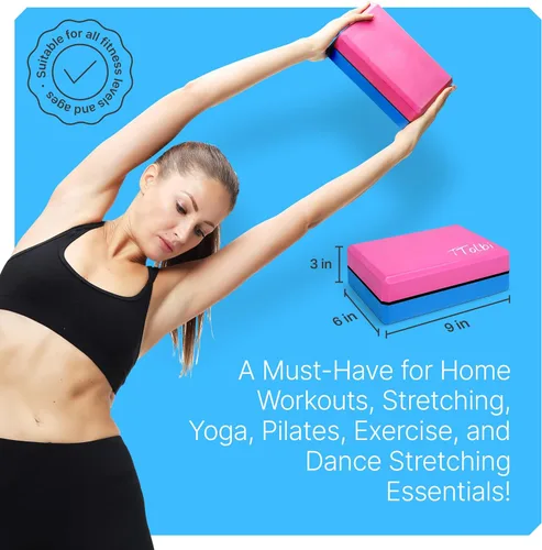 Miniatura 5 de Bloques de Yoga Paquete de 2 con Correa y Guía – Bloques de Pilates de Espuma EVA Antideslizantes para Entrenamientos en Casa, Danza, Ballet