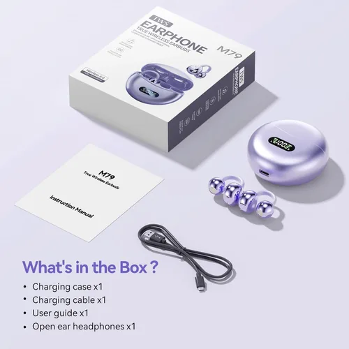 Miniatura 7 de Auriculares con clip abiertos con Bluetooth 5.4, reproducción de 48 horas, IPX6 impermeable, control táctil, cómodos para entrenamientos y uso