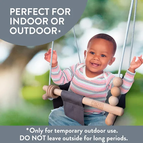 Miniatura 7 de Monkey & Mouse Columpio para bebé, silla colgante portátil para interiores y exteriores, color verde pálido, para bebés y niños pequeños de 6 meses