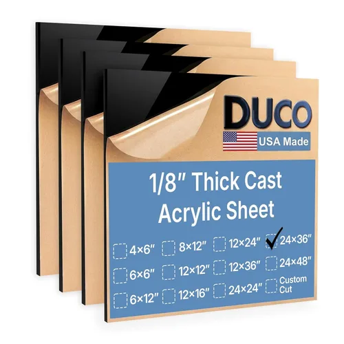 Miniatura 36 de Duco - Hoja de acrílico fundido transparente hecha en Estados Unidos, 1/8 de pulgada de grosor, 12 x 12 pulgadas, 1 paquete de láminas de plexiglás