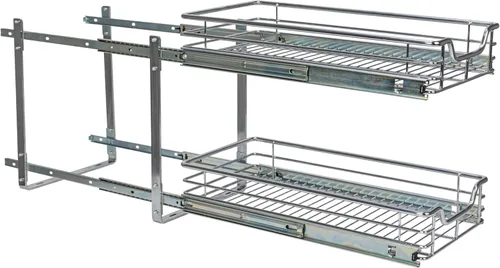 Miniatura 11 de Household Essentials Glidez Organizador de almacenamiento multiusos de acero cromado extraíble/deslizante para uso debajo del gabinete - Diseño de 2