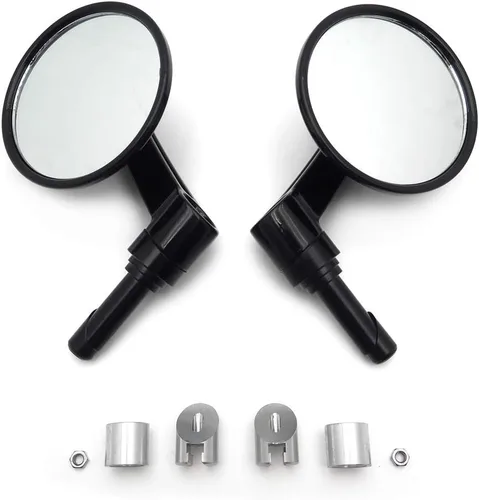 Miniatura 8 de MT448- Negro 7/8" 1" 0.866 in 0.984 in Espejo de extremo de barra redonda Diamante corte hacia abajo Café Compatible con H-D Reemplazo de 56000133A