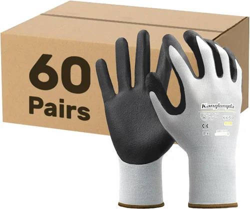 Miniatura 10 de Kebada W2 - Guantes de trabajo unisex, aptos para pantalla táctil, con agarre, elásticos, recubiertos de nitrilo, para jardinería, manejo de Gris