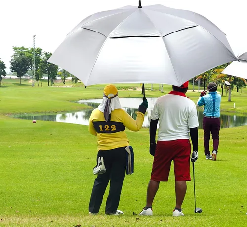 Miniatura 7 de G4Free Paraguas enorme de golf con protección UV, apertura automática, resistente al viento, paraguas de gran tamaño, extra grande, ventilado, doble