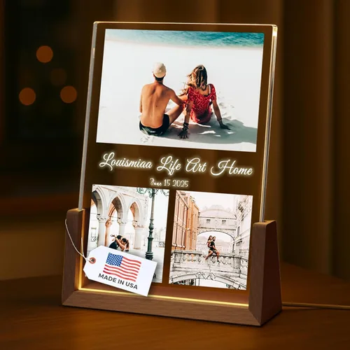 Miniatura 11 de LOUISMIAA - Marcos de fotos personalizados con luz nocturna, placa decorativa para aniversario, cumpleaños, día de la madre, día del padre, San