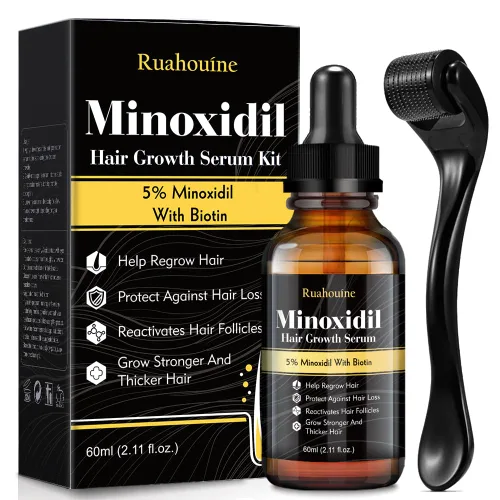 Aceite de minoxidil para el crecimiento del cabello al 5% para hombres y mujeres, suero tópico extra fuerte para la pérdida del cabello, promueve el