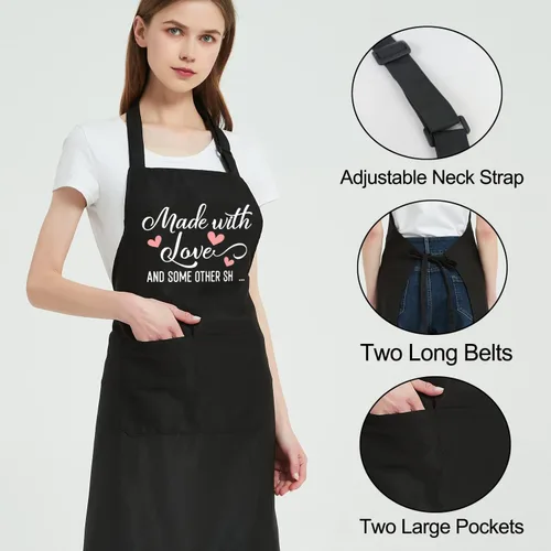 Miniatura 6 de Regalos de cocina para mujer, delantales divertidos para mujer, lindos con bolsillos, delantal de cocina de chef para hornear, regalos
