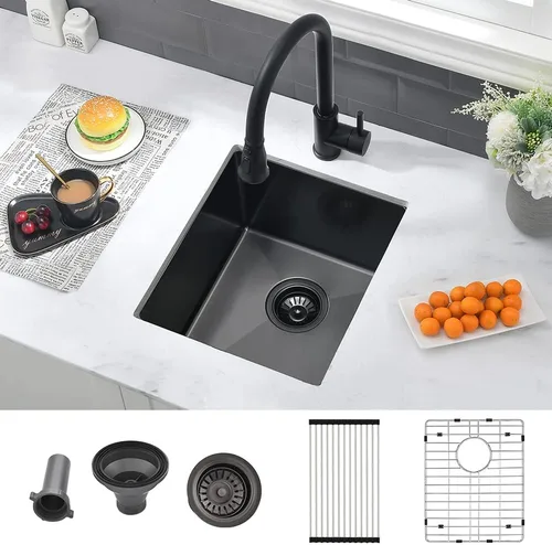 Miniatura 19 de Fregadero de Barra Negro de 10 Pulgadas Bajo Encimera-VASOYO 10x18 Fregadero de Barra Húmeda Bajo Encimera Pequeños Fregaderos de Cocina para RV